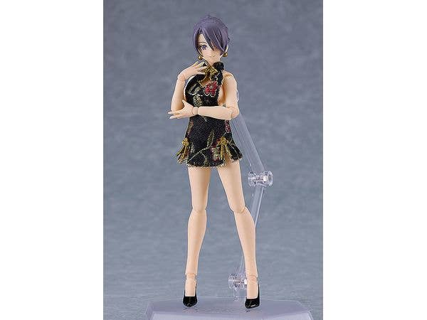 figma Female Body (Mika) with Mini Skirt Chinese Dress Outfit (Black) | 4545784069141