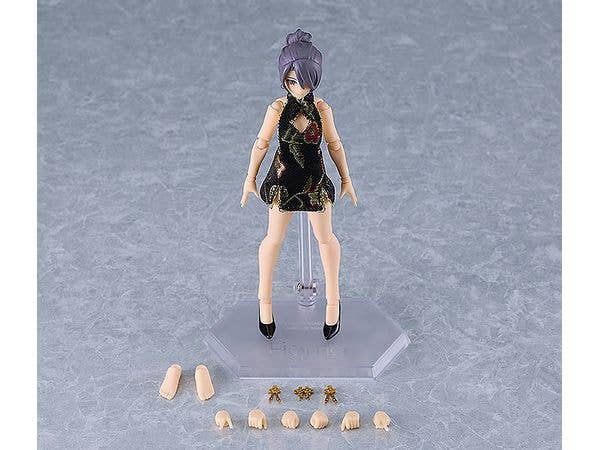 figma Female Body (Mika) with Mini Skirt Chinese Dress Outfit (Black) | 4545784069141