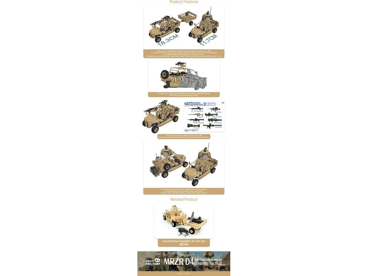 Magic Factory 1/35 MRZR D4 Ultralight Tactical All-Terrain Vehicle (Dual Combo/Two kits in one set) | 6974715830143
