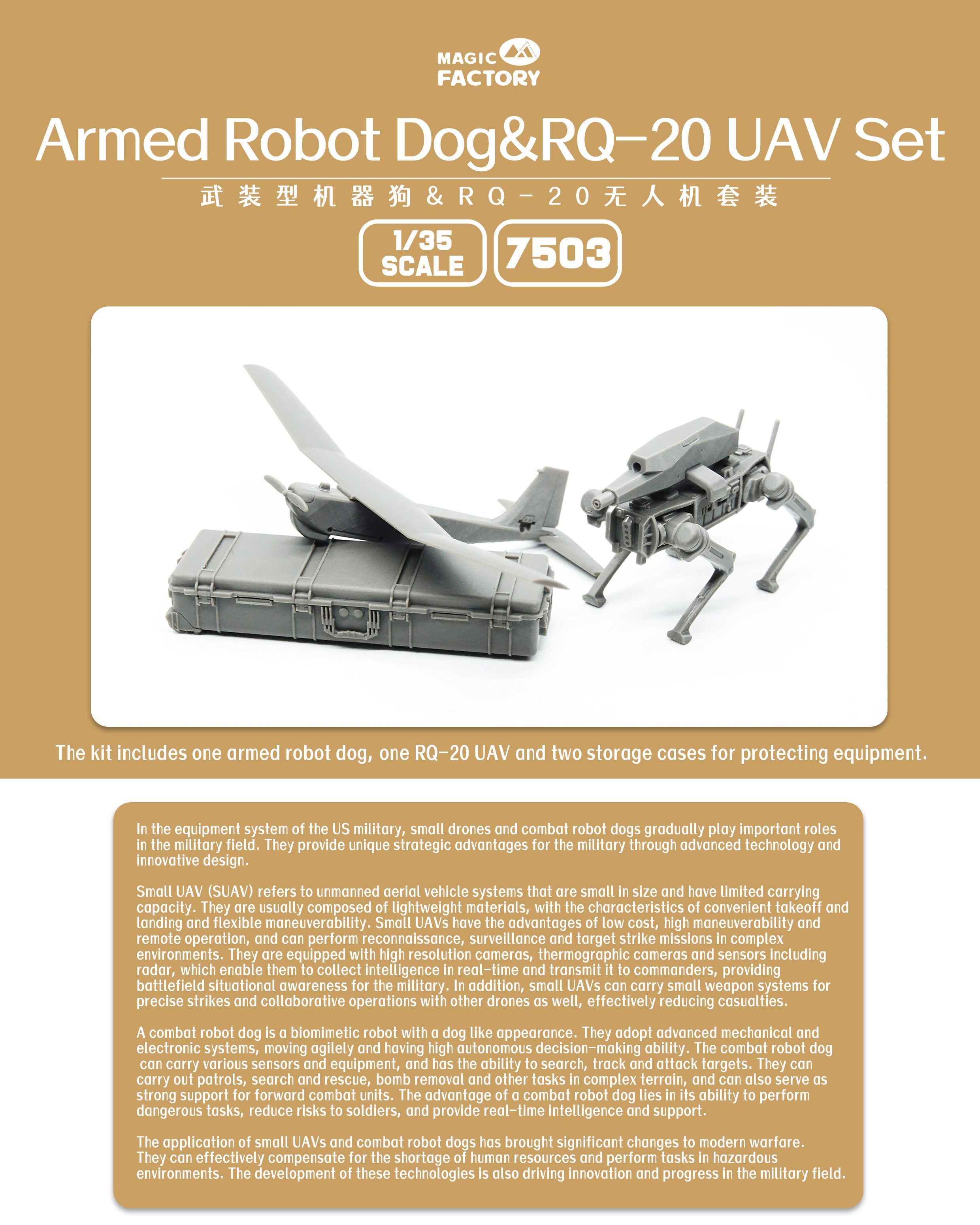 Magic Factory 1/35 Armed Robot Dog & RQ-20 UAV Set | 6974715830167