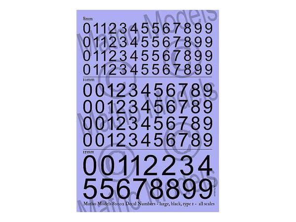Matho Decal Numbers - large, black, type 1 | 5449612800021