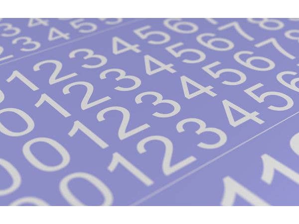 Matho Decal Numbers - Large, White, Type 1- all acales | 5449612800045