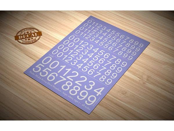 Matho Decal Numbers - Large, White, Type 1- all acales | 5449612800045