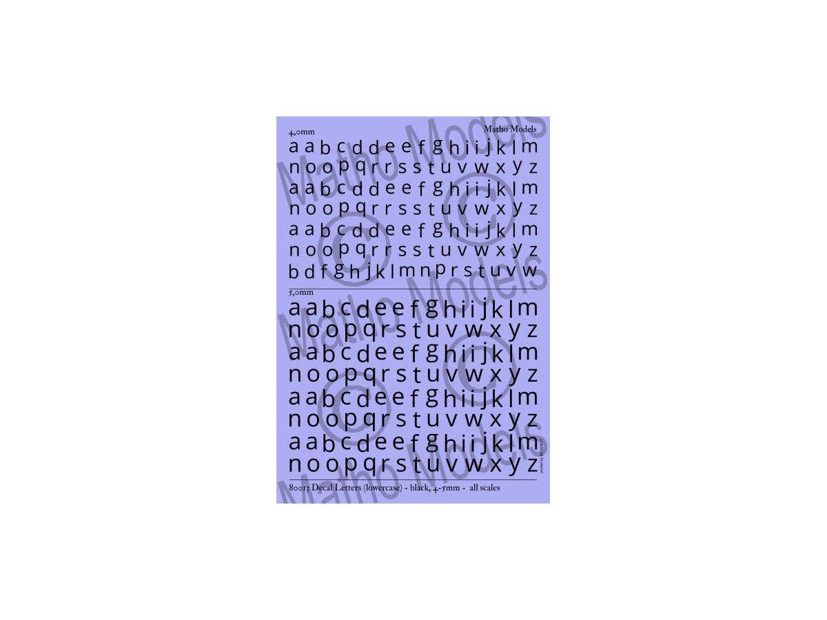 Matho Decal Letters (lowercase) - black, 4-5mm | 5449612800137