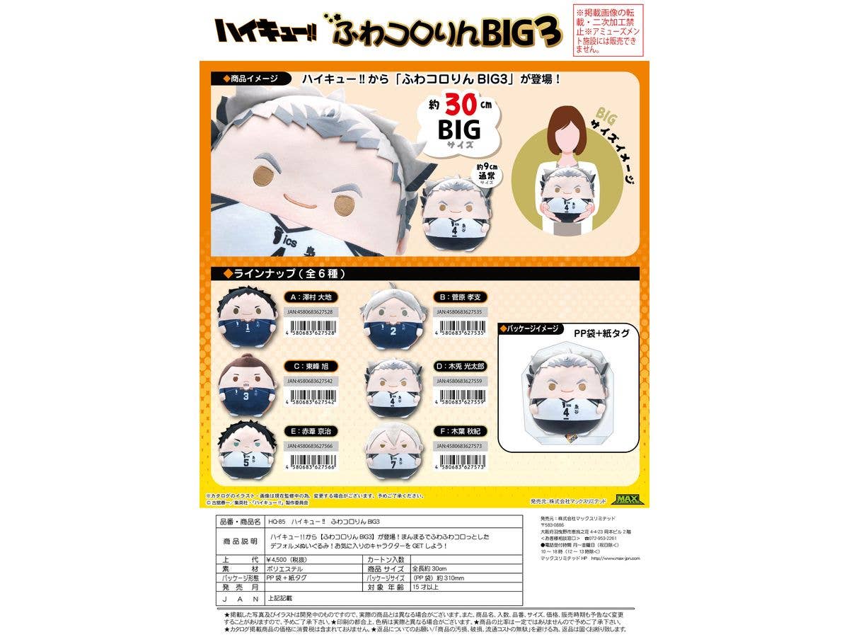 Haikyu FUWA KORORIN BIG 3 F | 4580683627573