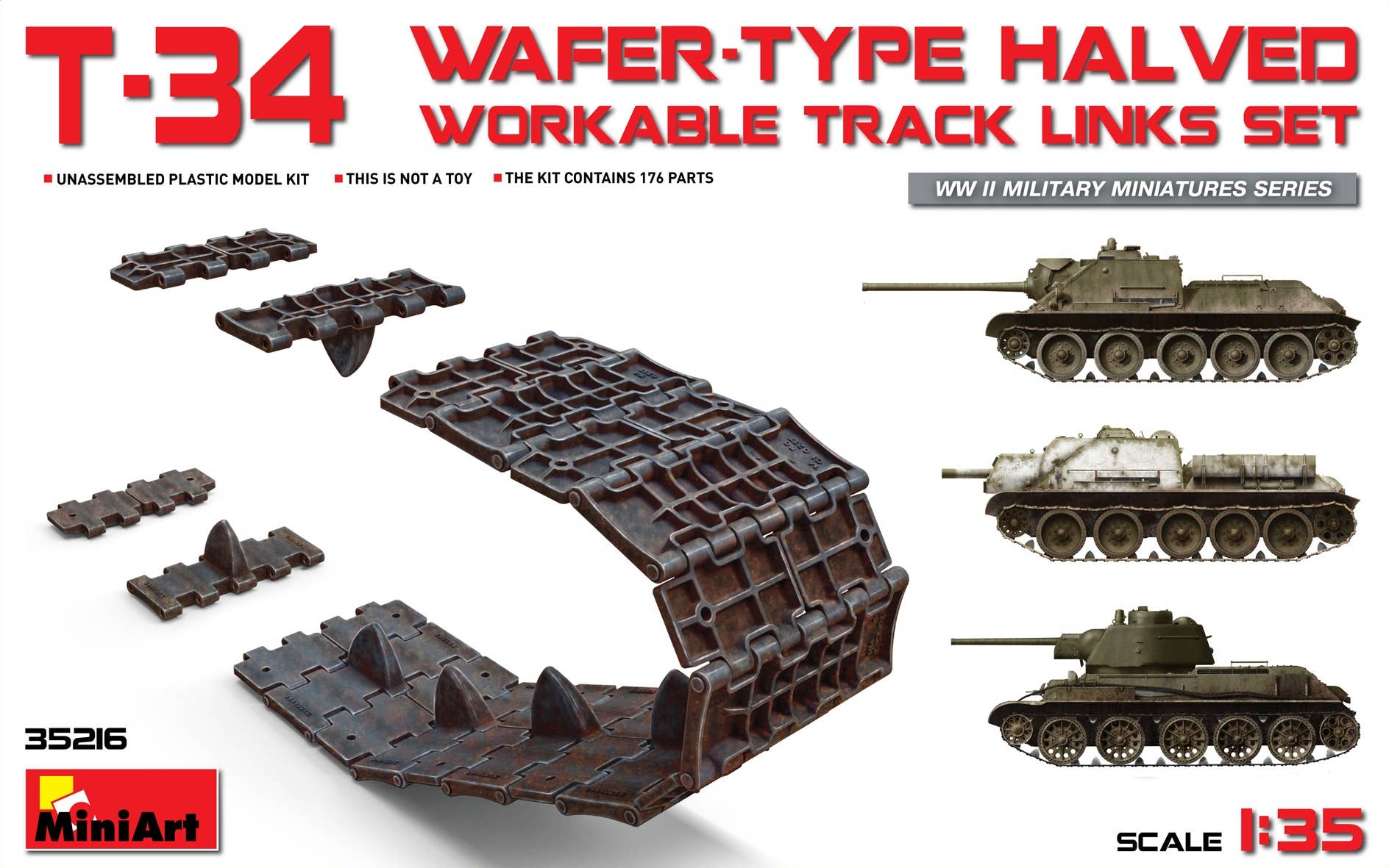 MiniArt T-34 Wafer-Type Halved Workable Track Links Set (1/35) | 4820183310484