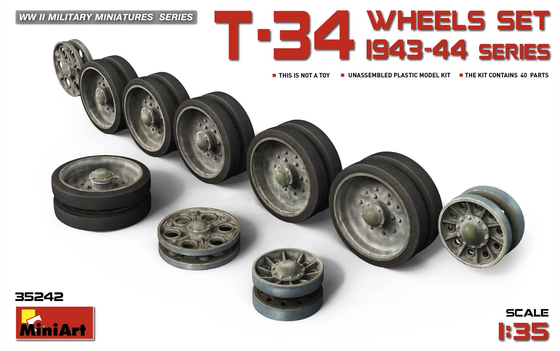 MiniArt T-34 Wheels Set. 1943-44 Series (1/35) | 4820183310774