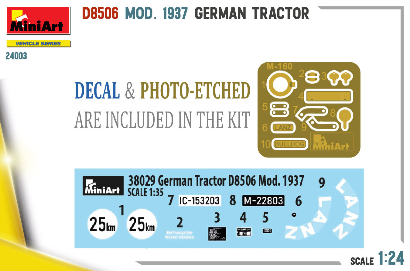 MiniArt 1/24 German Tractor D8506 Mod. 1937 | 5905090346500