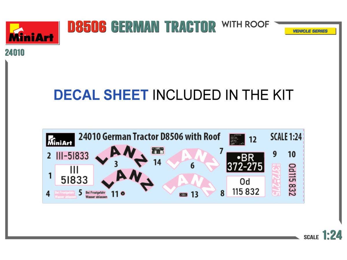 MiniArt 1/24 German Tractor D8506 w/Roof | 5905090346746
