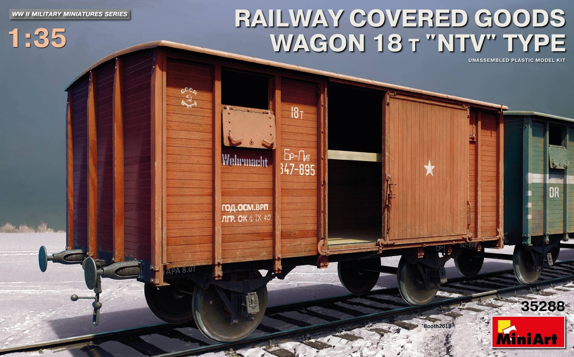 MiniArt Railway Covered Goods Wagon 18 t 'NTV'-Type (1/35) | 4820183312020