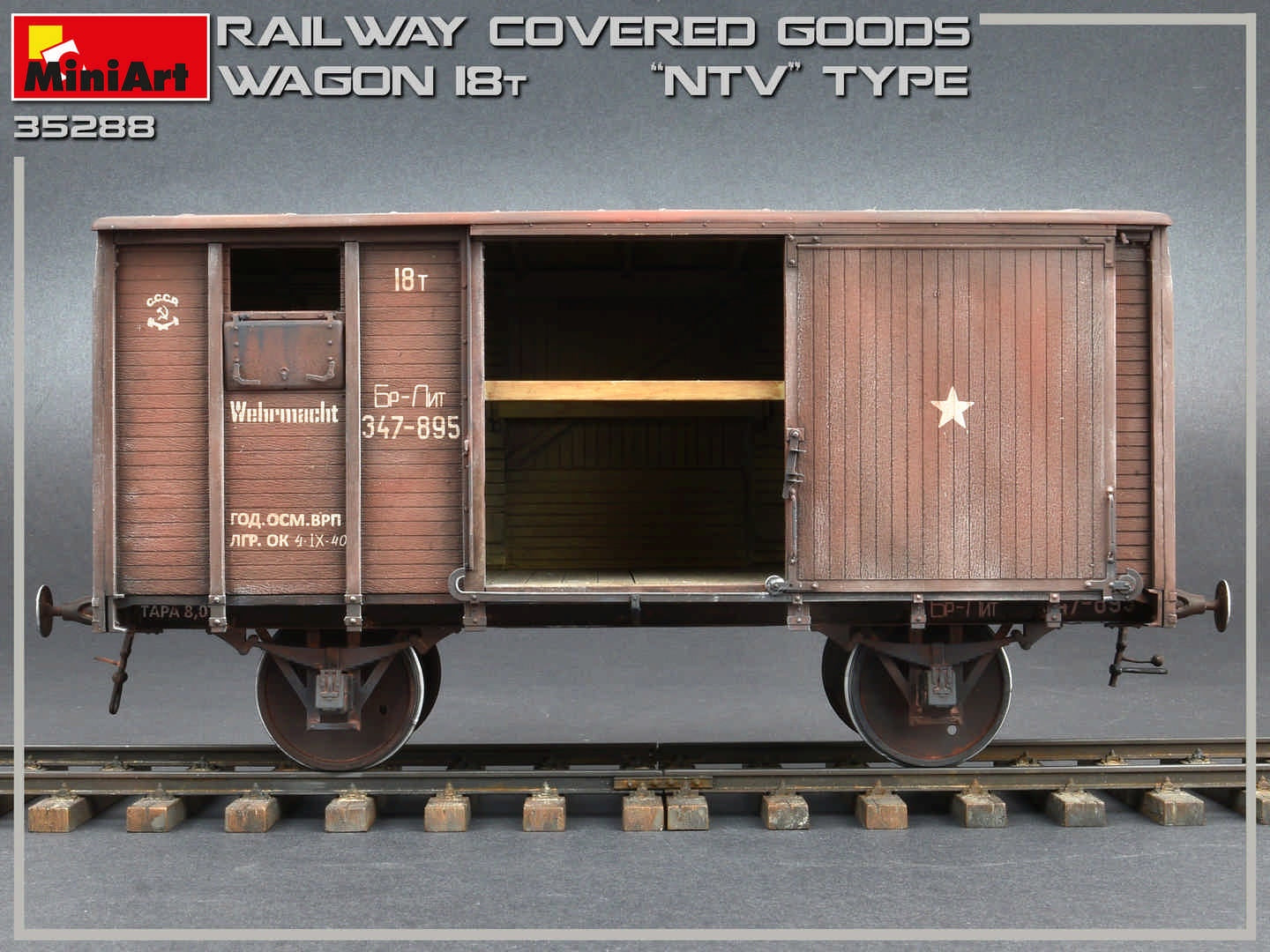 MiniArt Railway Covered Goods Wagon 18 t 'NTV'-Type (1/35) | 4820183312020