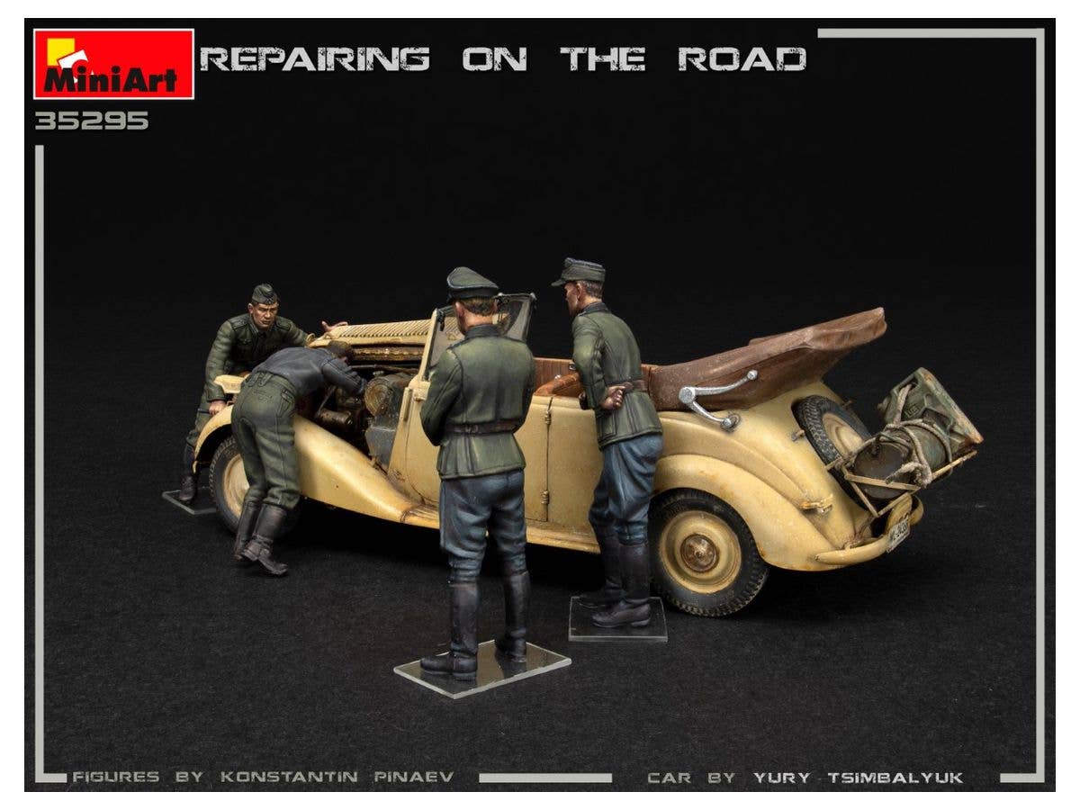 MiniArt 1/35 Repairing on the Road (Typ 170V Personenwagen Cabrio & 4 Figures) | 4820183313270