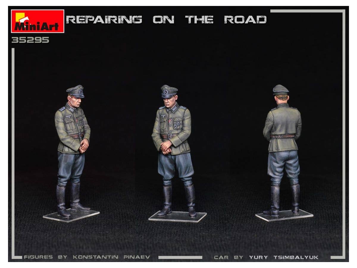 MiniArt 1/35 Repairing on the Road (Typ 170V Personenwagen Cabrio & 4 Figures) | 4820183313270