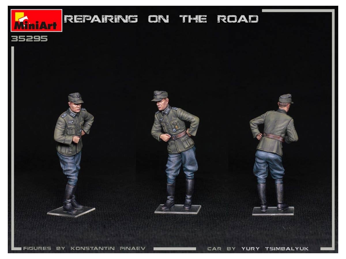 MiniArt 1/35 Repairing on the Road (Typ 170V Personenwagen Cabrio & 4 Figures) | 4820183313270