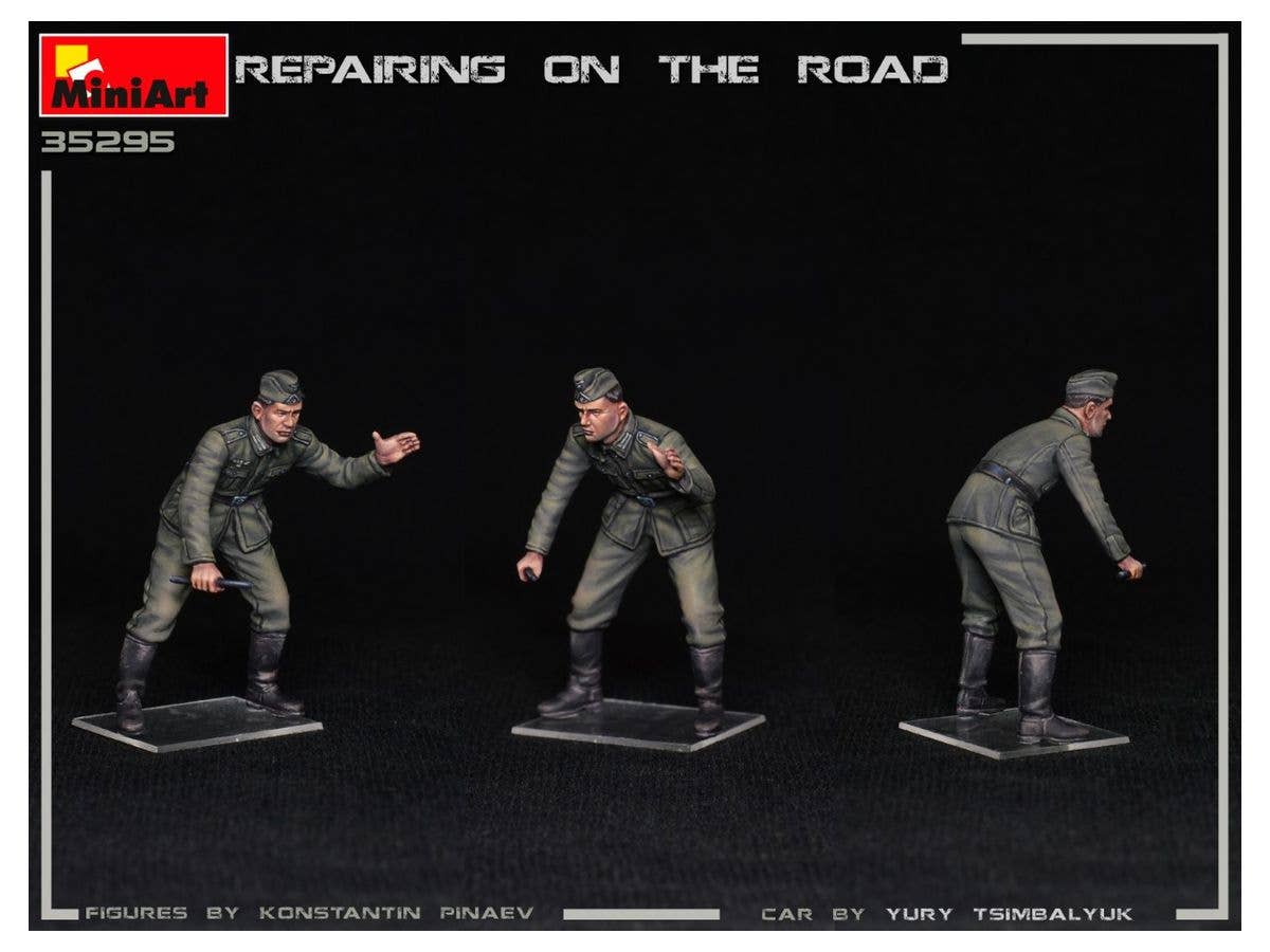 MiniArt 1/35 Repairing on the Road (Typ 170V Personenwagen Cabrio & 4 Figures) | 4820183313270