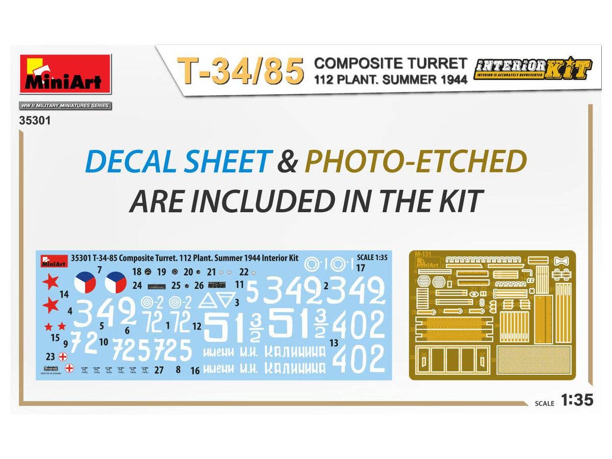 MiniArt 1/35 T-34-85 Composite Turret. 112 Plant. Summer 1944 Interior Kit | 4820183314222