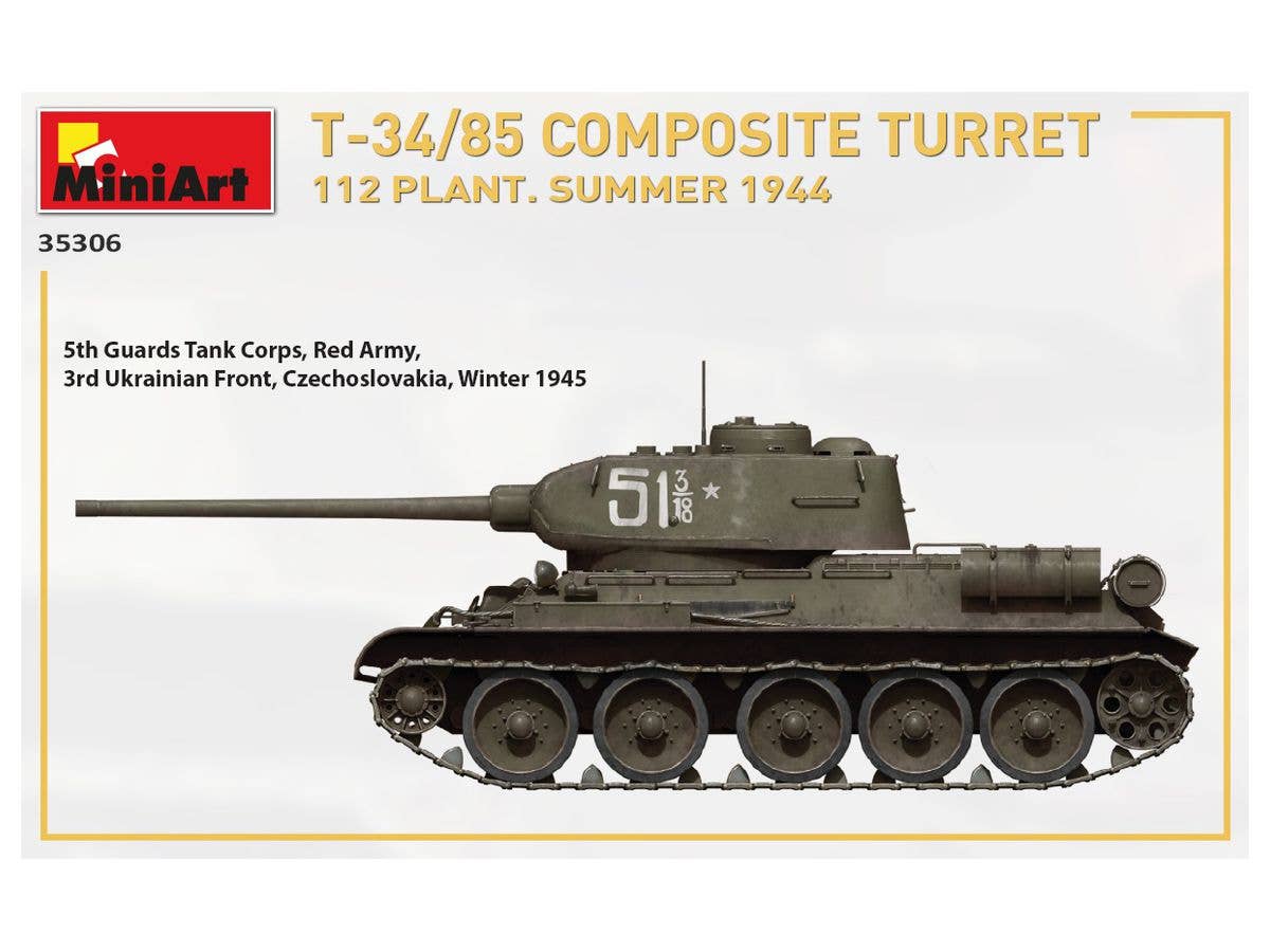 MiniArt 1/35 T-34/85 Composite Turret. 112 Plant. Summer 1944 1/35 Scale | 4820183313461
