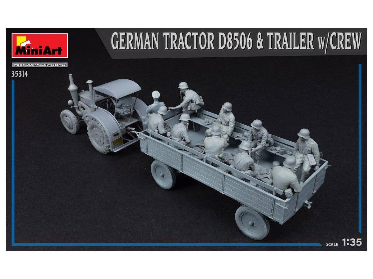 MiniArt 1/35 German Tractor D8506 with Trailer & Crew | 4820183314239