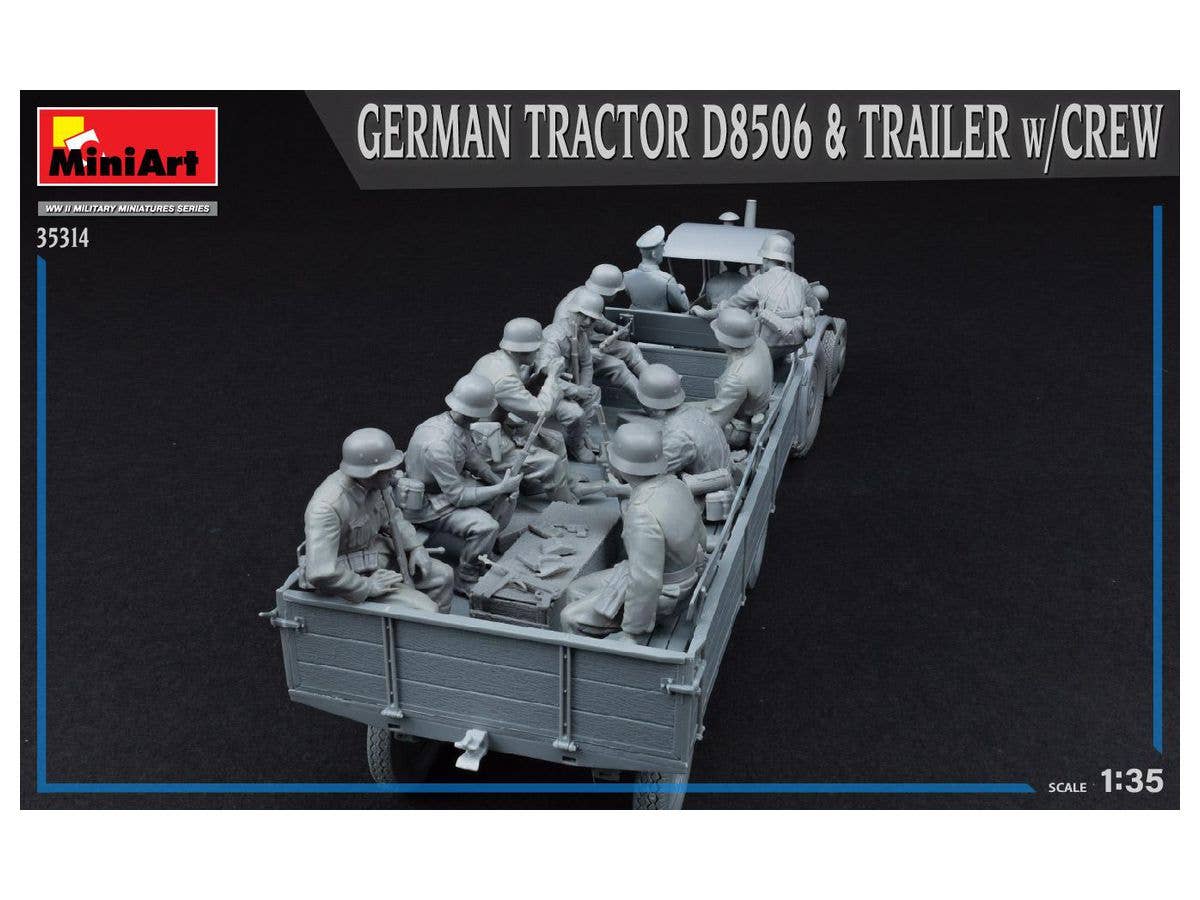 MiniArt 1/35 German Tractor D8506 with Trailer & Crew | 4820183314239