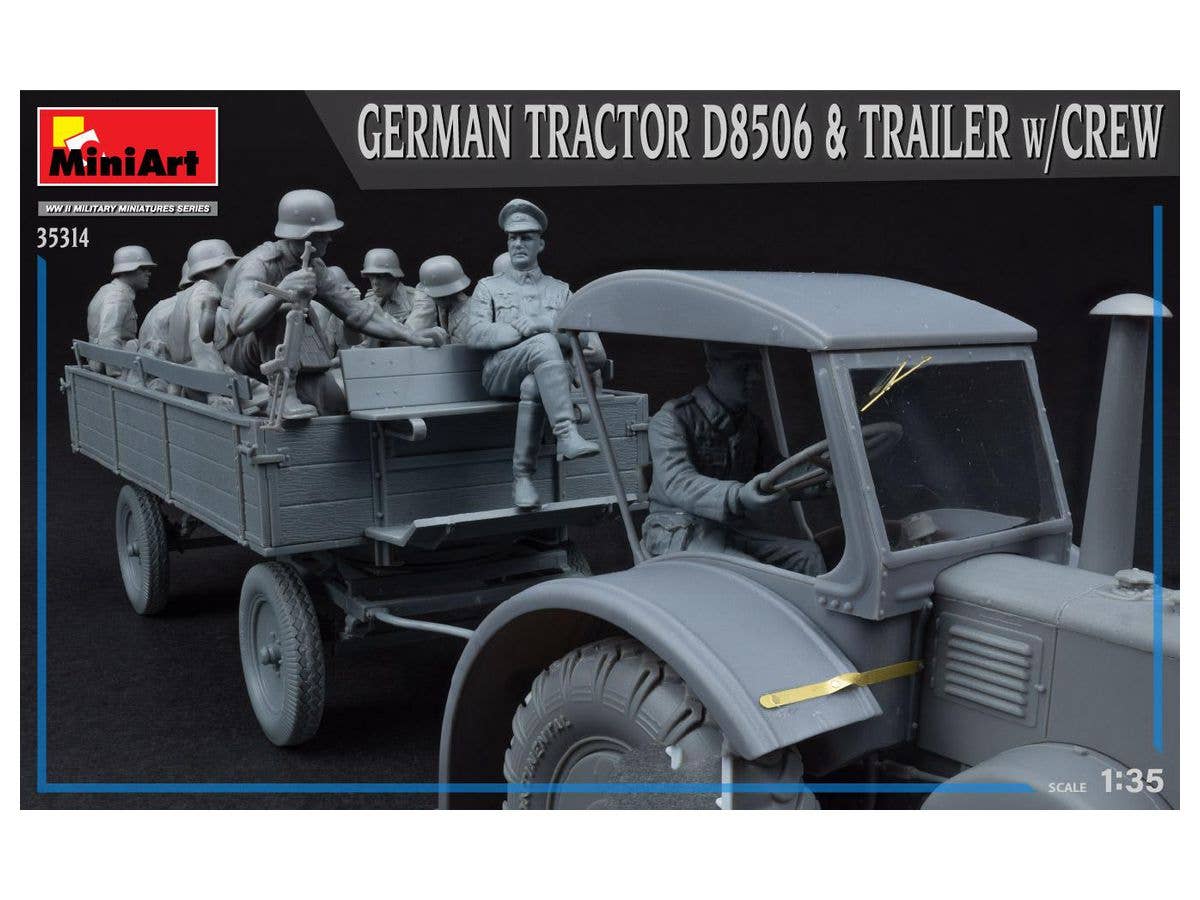 MiniArt 1/35 German Tractor D8506 with Trailer & Crew | 4820183314239