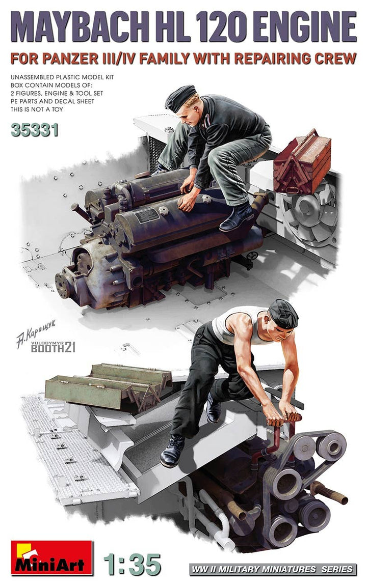 MiniArt 1/35 Maybach HL 120 Engine for Panzer III/IV Family w/Repair Crew | 4820183313973