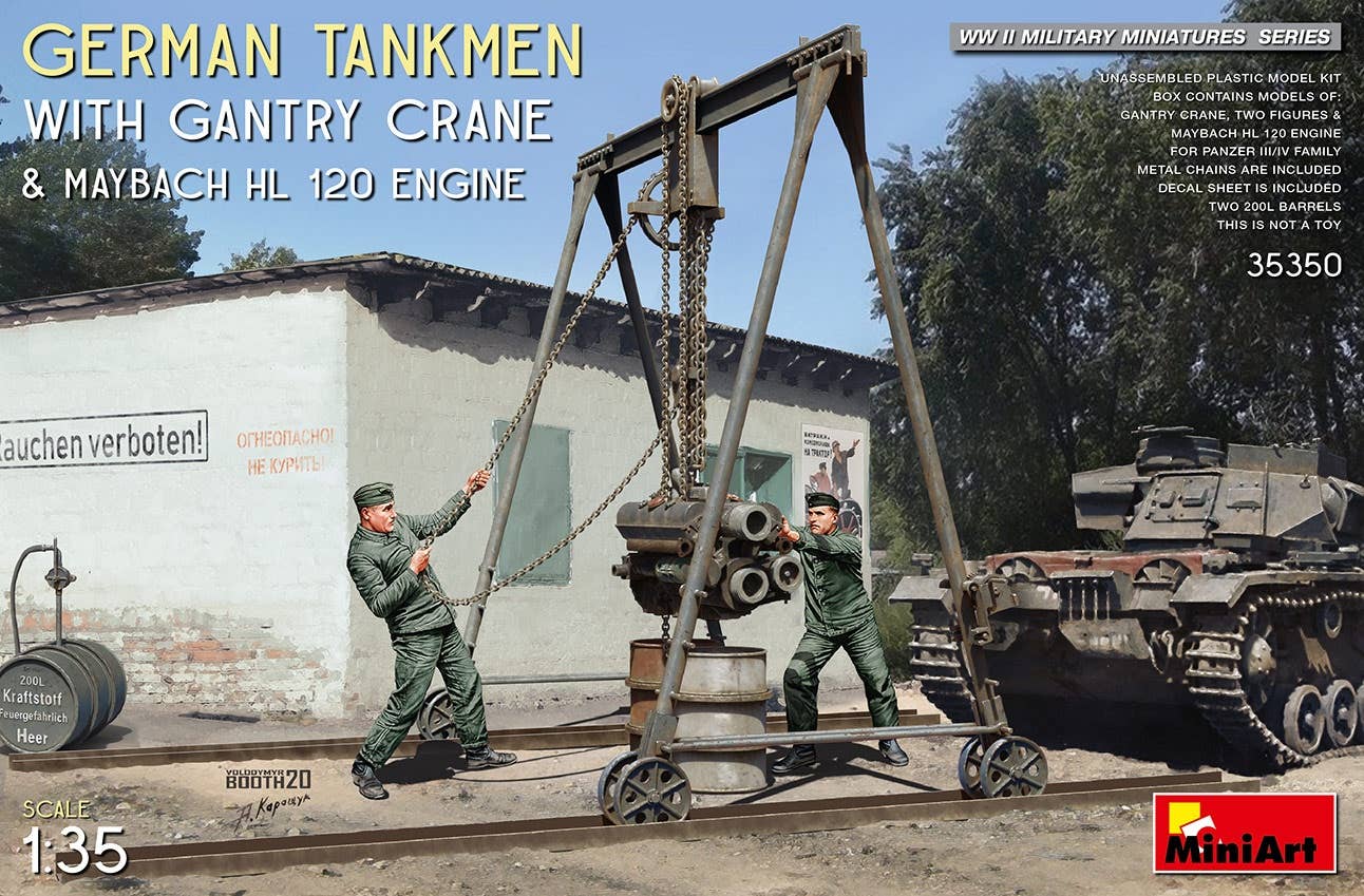 MiniArt 1/35 German Tankmen with Gantry Crane & Maybach HL 120 Engine | 4820183313645