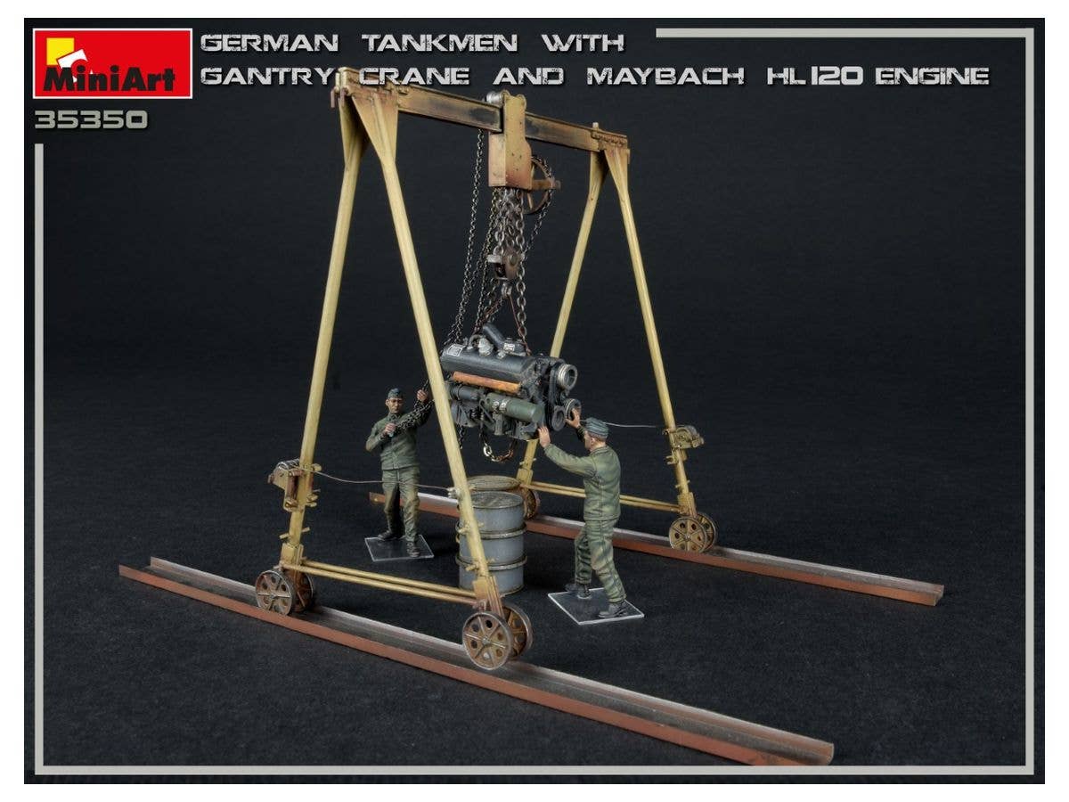 MiniArt 1/35 German Tankmen with Gantry Crane & Maybach HL 120 Engine | 4820183313645