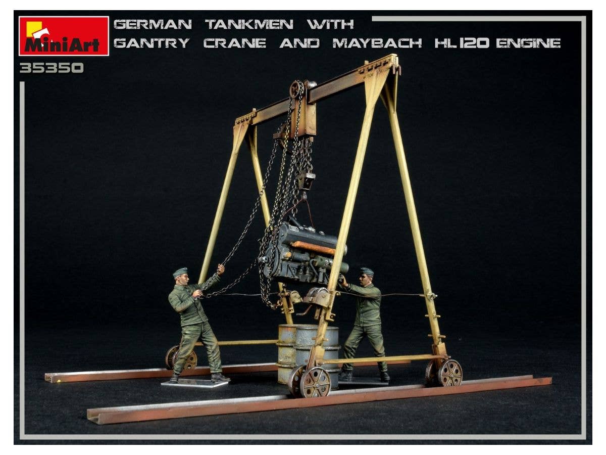 MiniArt 1/35 German Tankmen with Gantry Crane & Maybach HL 120 Engine | 4820183313645