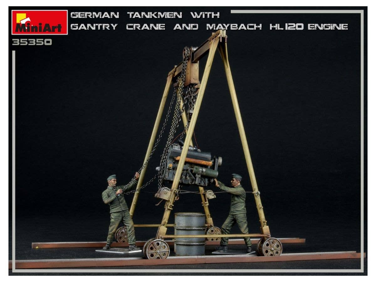 MiniArt 1/35 German Tankmen with Gantry Crane & Maybach HL 120 Engine | 4820183313645