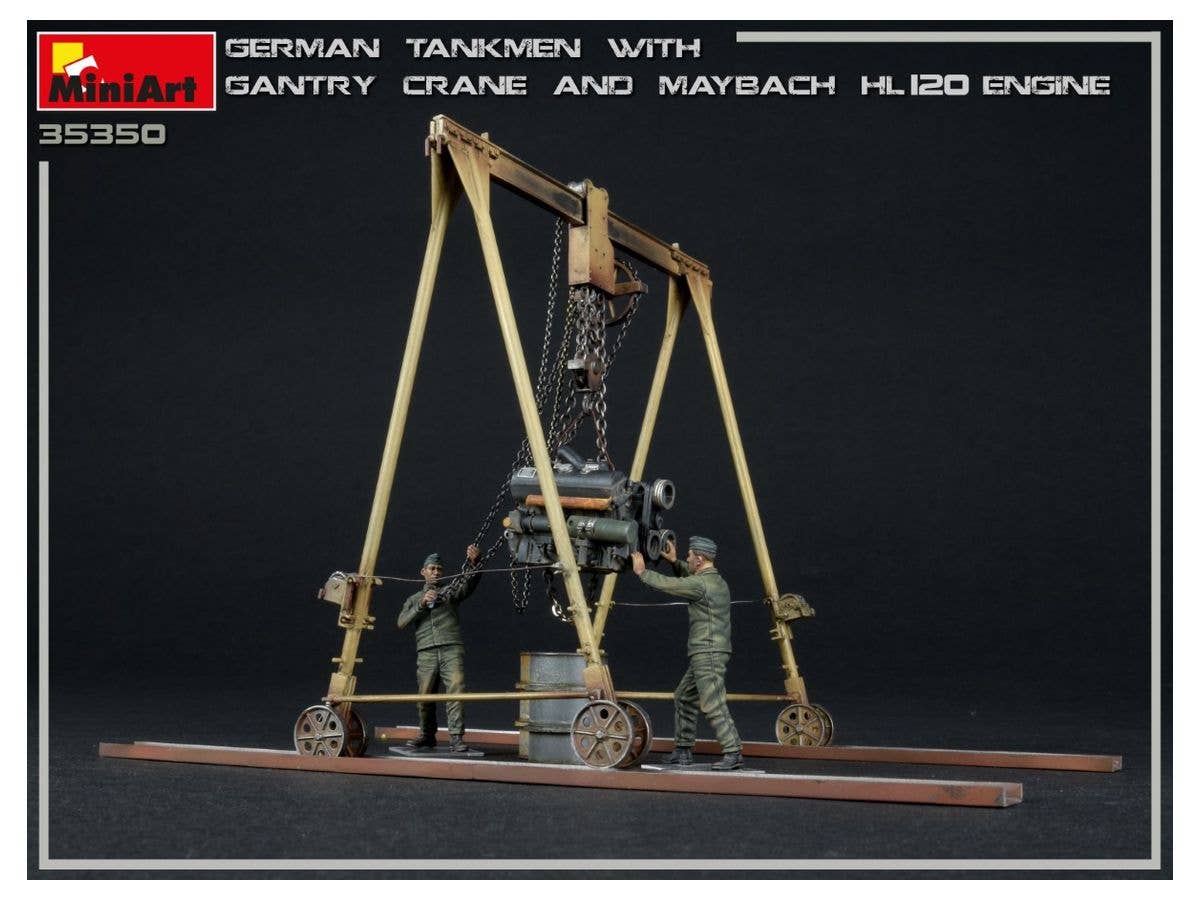 MiniArt 1/35 German Tankmen with Gantry Crane & Maybach HL 120 Engine | 4820183313645