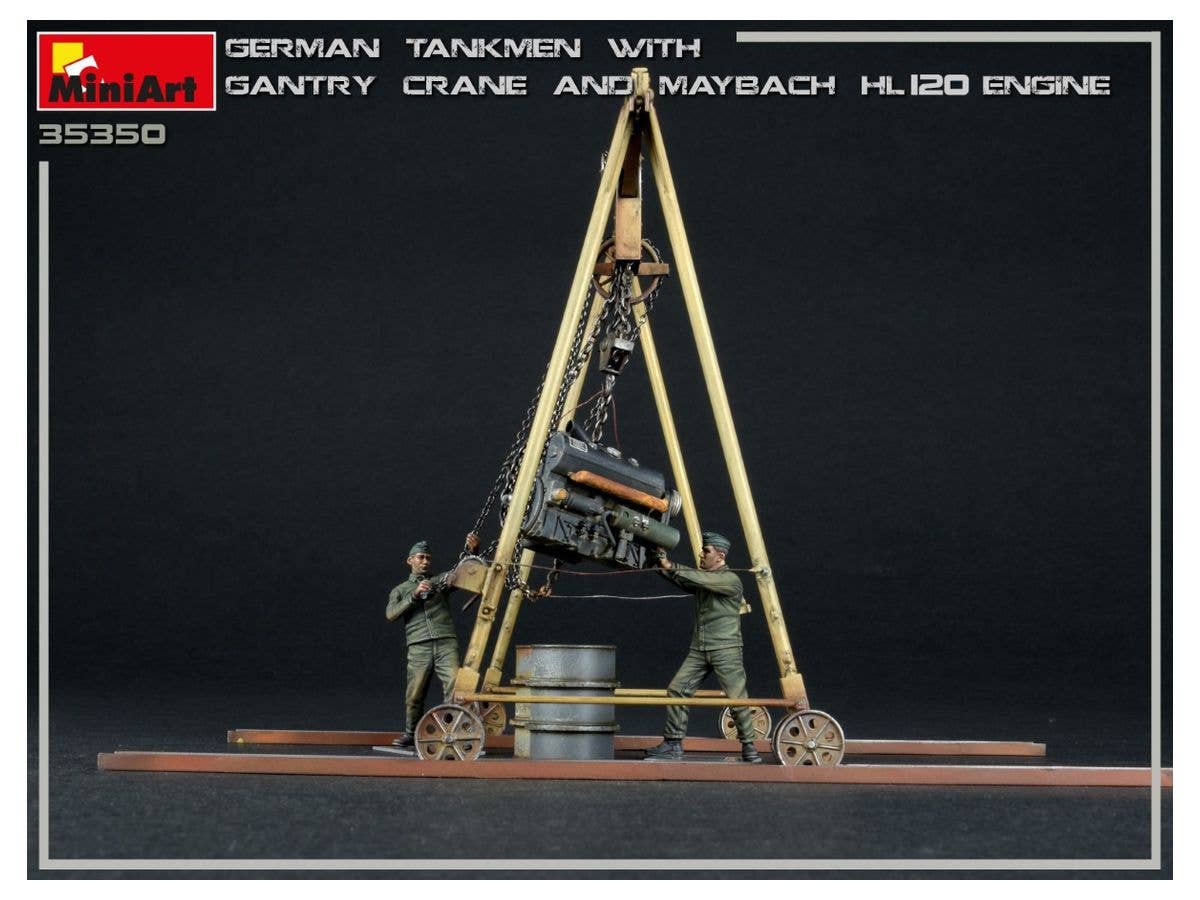 MiniArt 1/35 German Tankmen with Gantry Crane & Maybach HL 120 Engine | 4820183313645