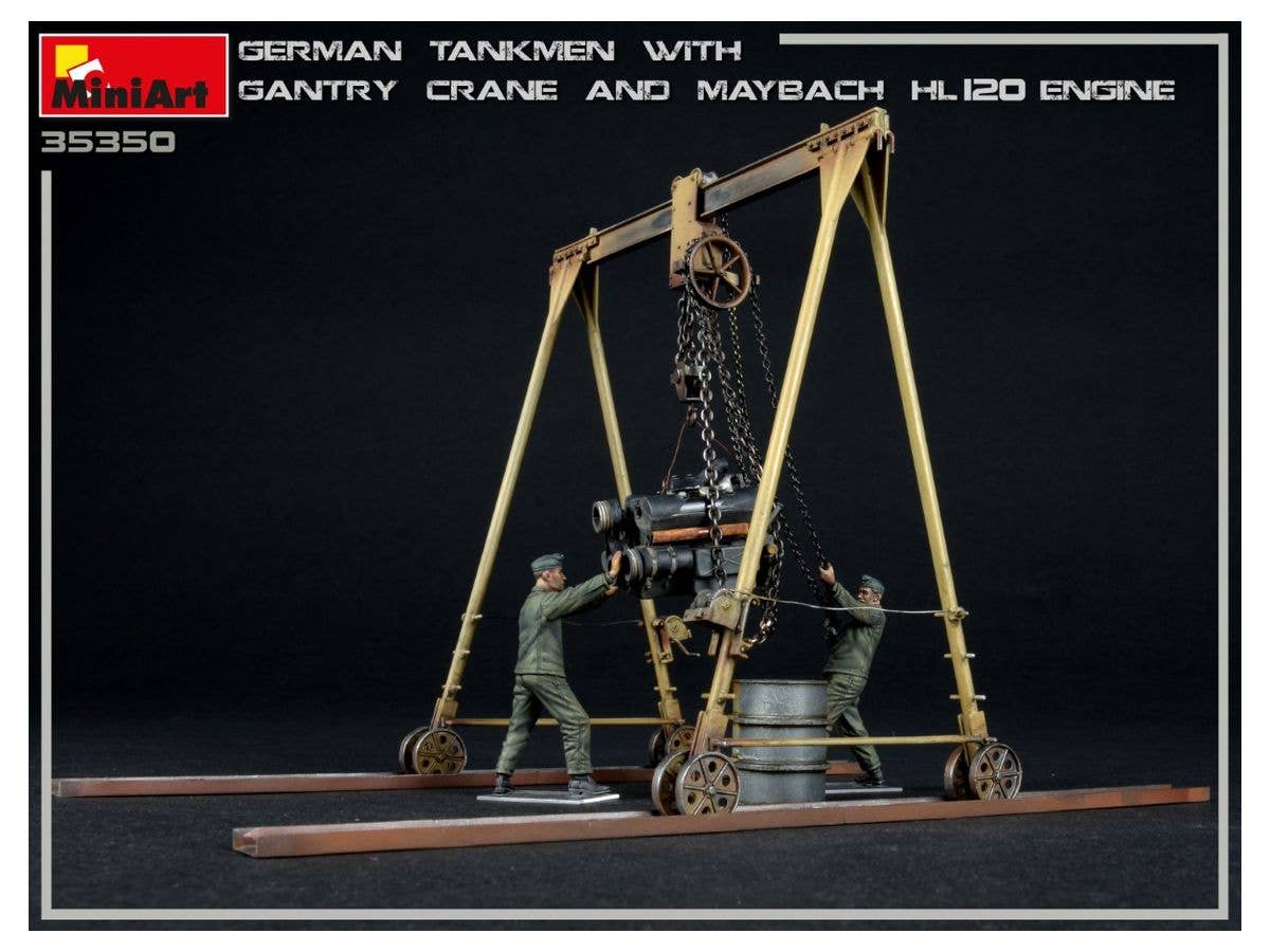 MiniArt 1/35 German Tankmen with Gantry Crane & Maybach HL 120 Engine | 4820183313645