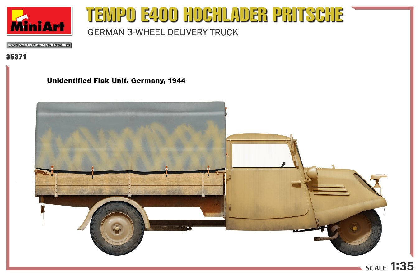 MiniArt 1/35 Tempo E400 Hochlader Pritsche. German 3-Wheel Delivery Truck | 5905090346562