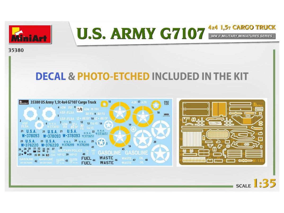 MiniArt 1/35 U.S. Army G7107 4X4 1,5t Cargo Truck | 4820183314260