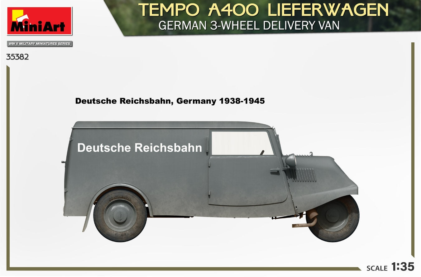 Miniart 1/35 Tempo A400 Lieferwagen. German 3-Wheel Delivery Van | 4820183314383