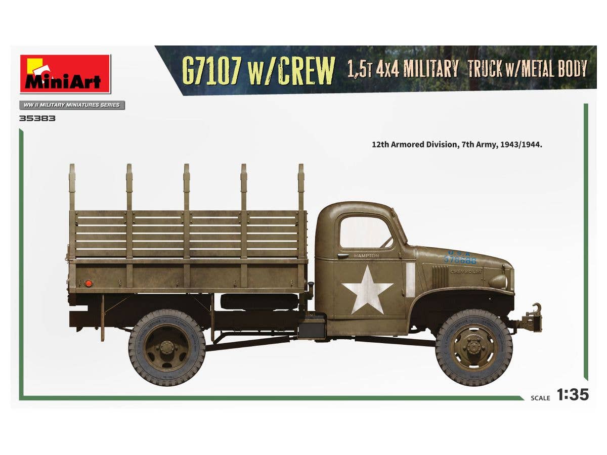 MiniArt 1/35 G7107 W/Crew 1,5T 4X4 Cargo Truck W/Metal Body | 4820183314277
