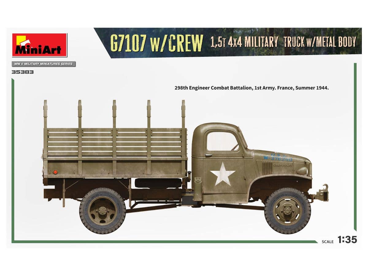 MiniArt 1/35 G7107 W/Crew 1,5T 4X4 Cargo Truck W/Metal Body | 4820183314277