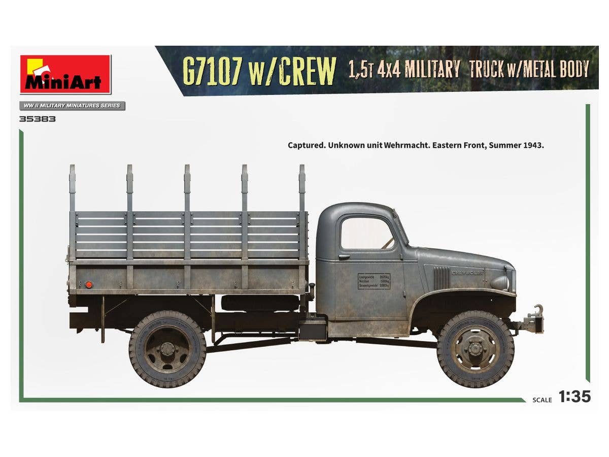 MiniArt 1/35 G7107 W/Crew 1,5T 4X4 Cargo Truck W/Metal Body | 4820183314277