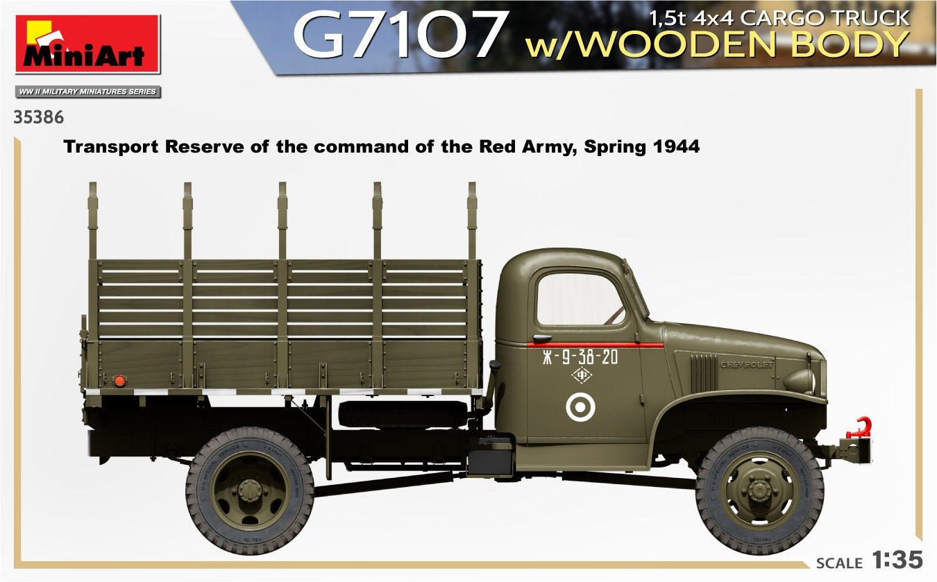 Miniart 1/35 1,5t 4x4 G7107 Cargo Truck w/Wooden Body | 4820183314604