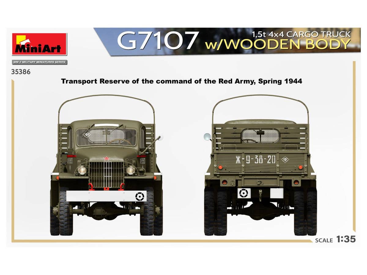 Miniart 1/35 1,5t 4x4 G7107 Cargo Truck w/Wooden Body | 4820183314604