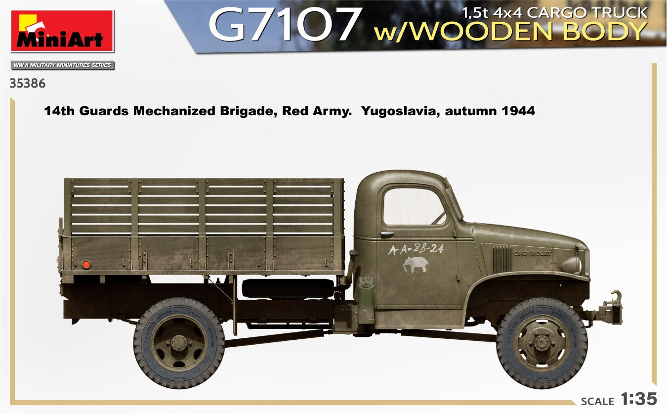 Miniart 1/35 1,5t 4x4 G7107 Cargo Truck w/Wooden Body | 4820183314604