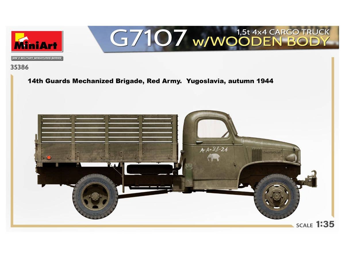 Miniart 1/35 1,5t 4x4 G7107 Cargo Truck w/Wooden Body | 4820183314604
