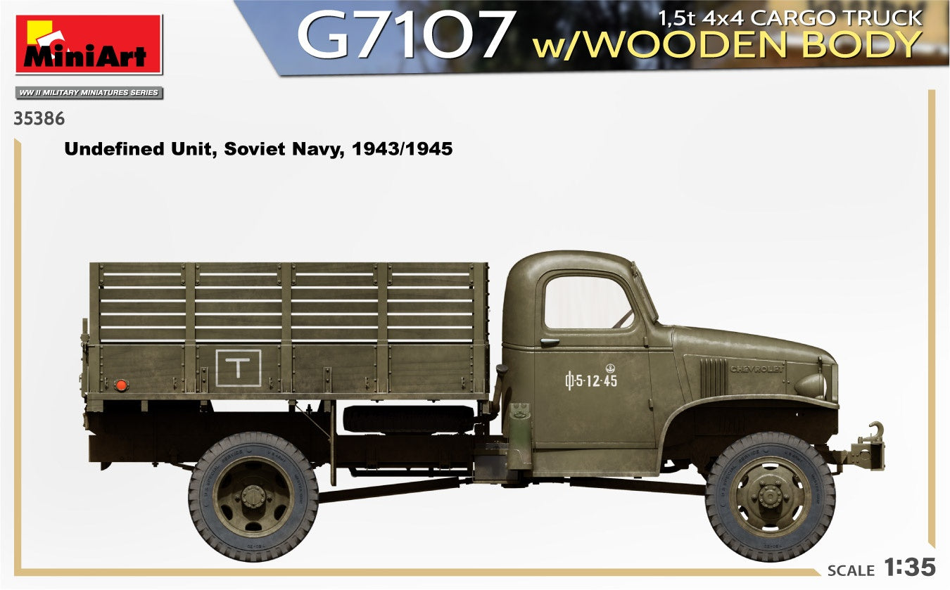 Miniart 1/35 1,5t 4x4 G7107 Cargo Truck w/Wooden Body | 4820183314604