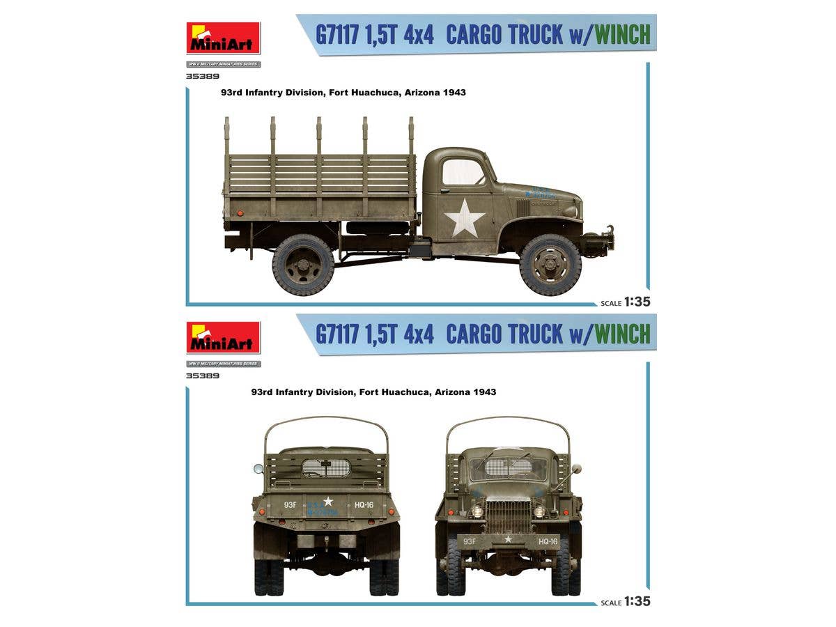 Miniart 1/35 1,5t 4x4 G7117 Cargo Truck w/Winch | 4820183314406