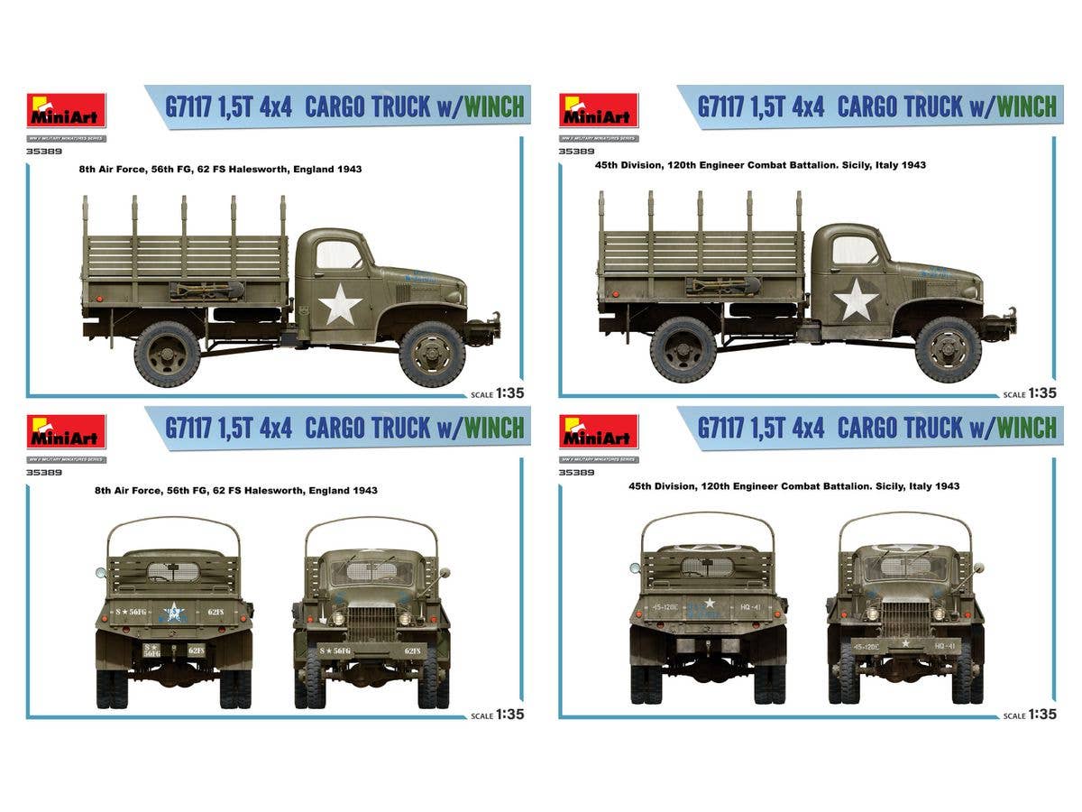 Miniart 1/35 1,5t 4x4 G7117 Cargo Truck w/Winch | 4820183314406