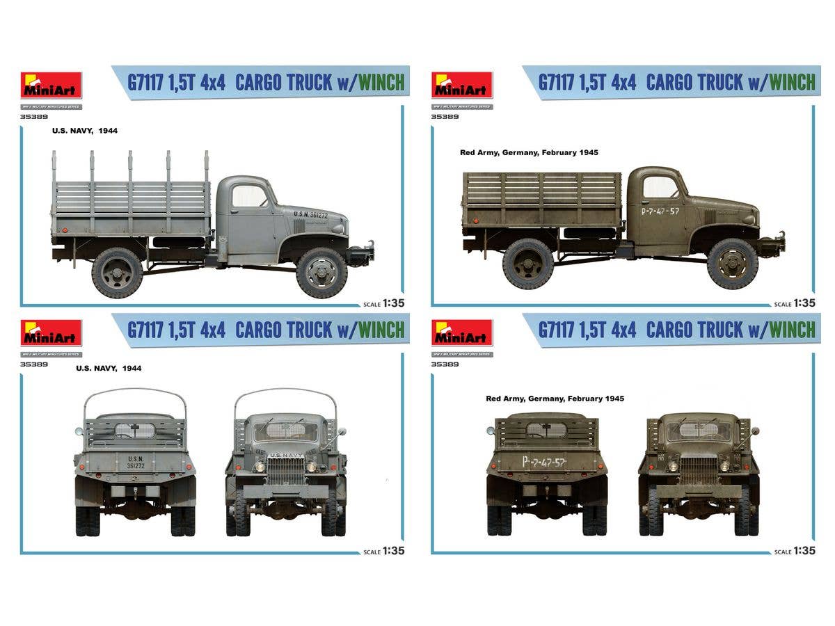 Miniart 1/35 1,5t 4x4 G7117 Cargo Truck w/Winch | 4820183314406