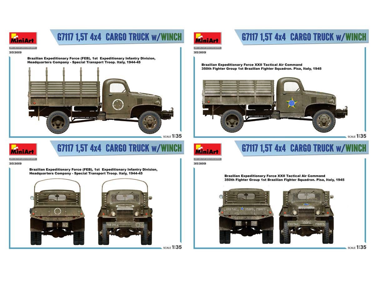 Miniart 1/35 1,5t 4x4 G7117 Cargo Truck w/Winch | 4820183314406