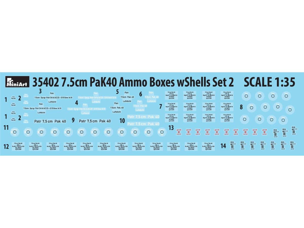 MiniArt 1/35 7.5cm PaK40 Ammo Boxes w/Shells Set 2 | 5905090346586