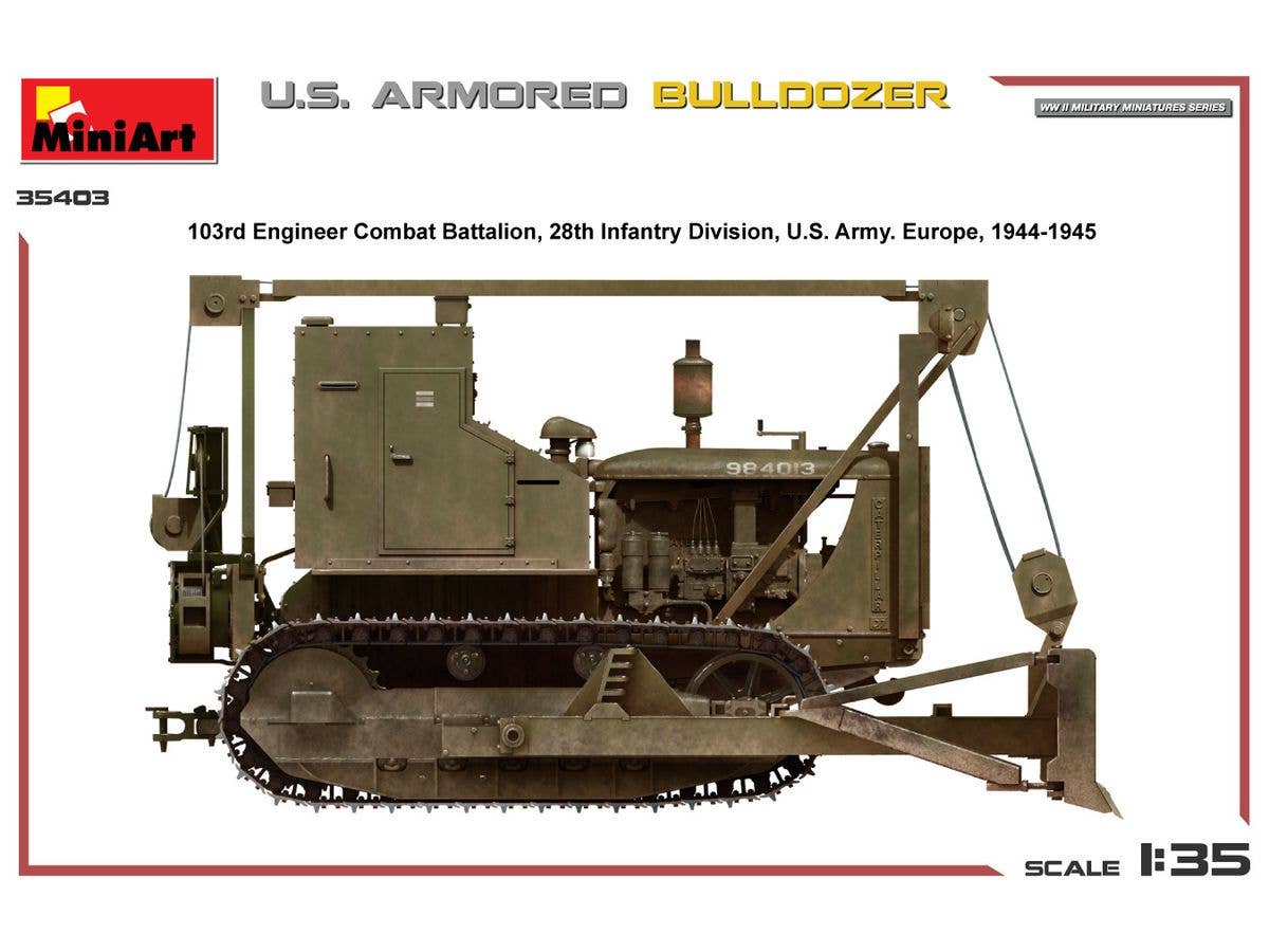 MiniArt 1/35 U.S. Armored Bulldozer, Vehicle | 5905090346241