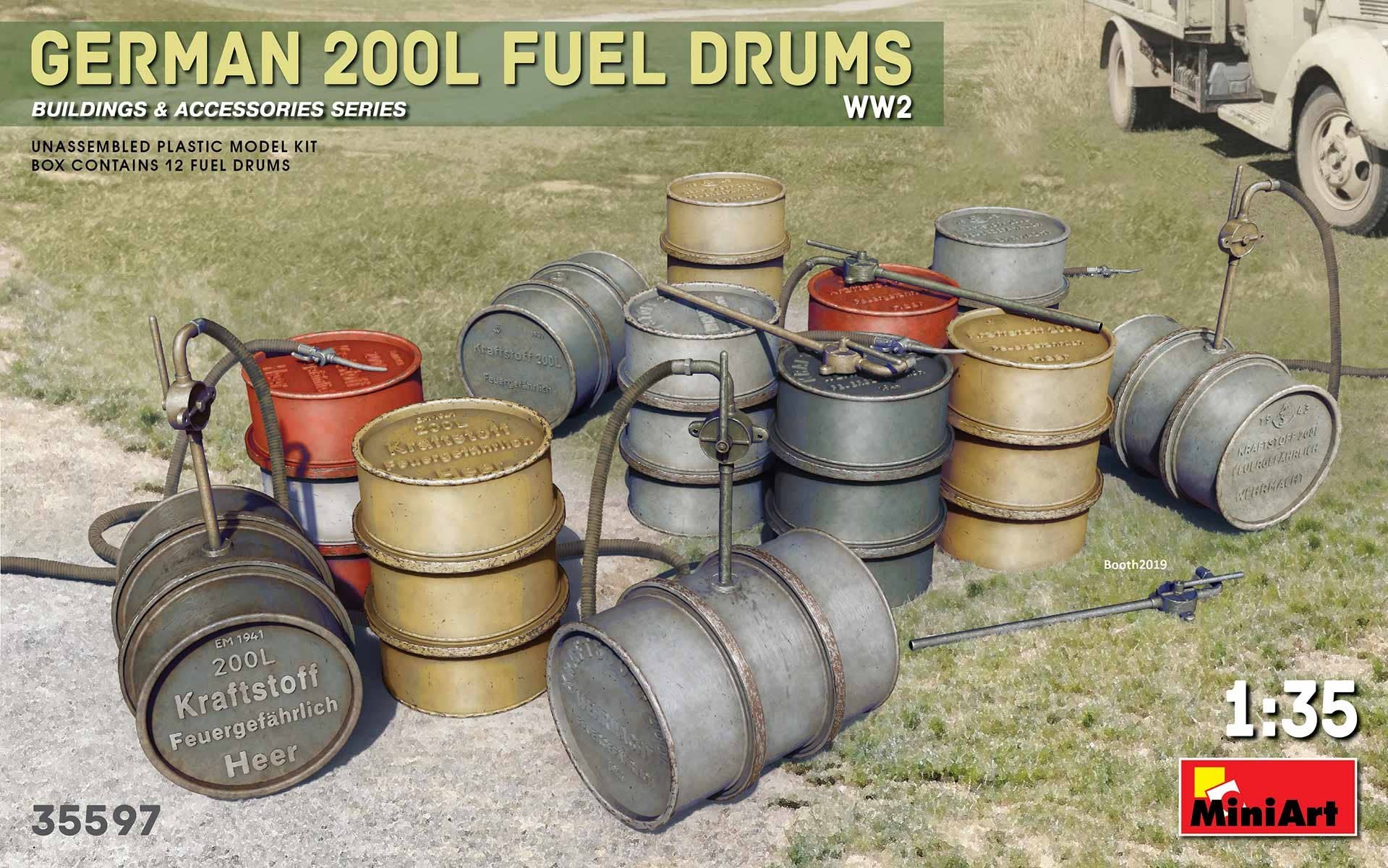 Miniart 1/35 German 200L Fuel Drum Set WW2 | 4820183312365